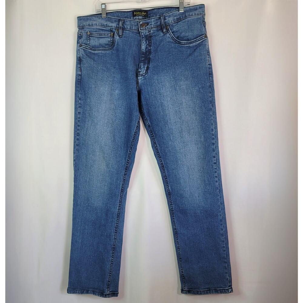 Urban Star Premium Apparel Mens Medium Wash Stretch Straight Denim Jeans 38x32